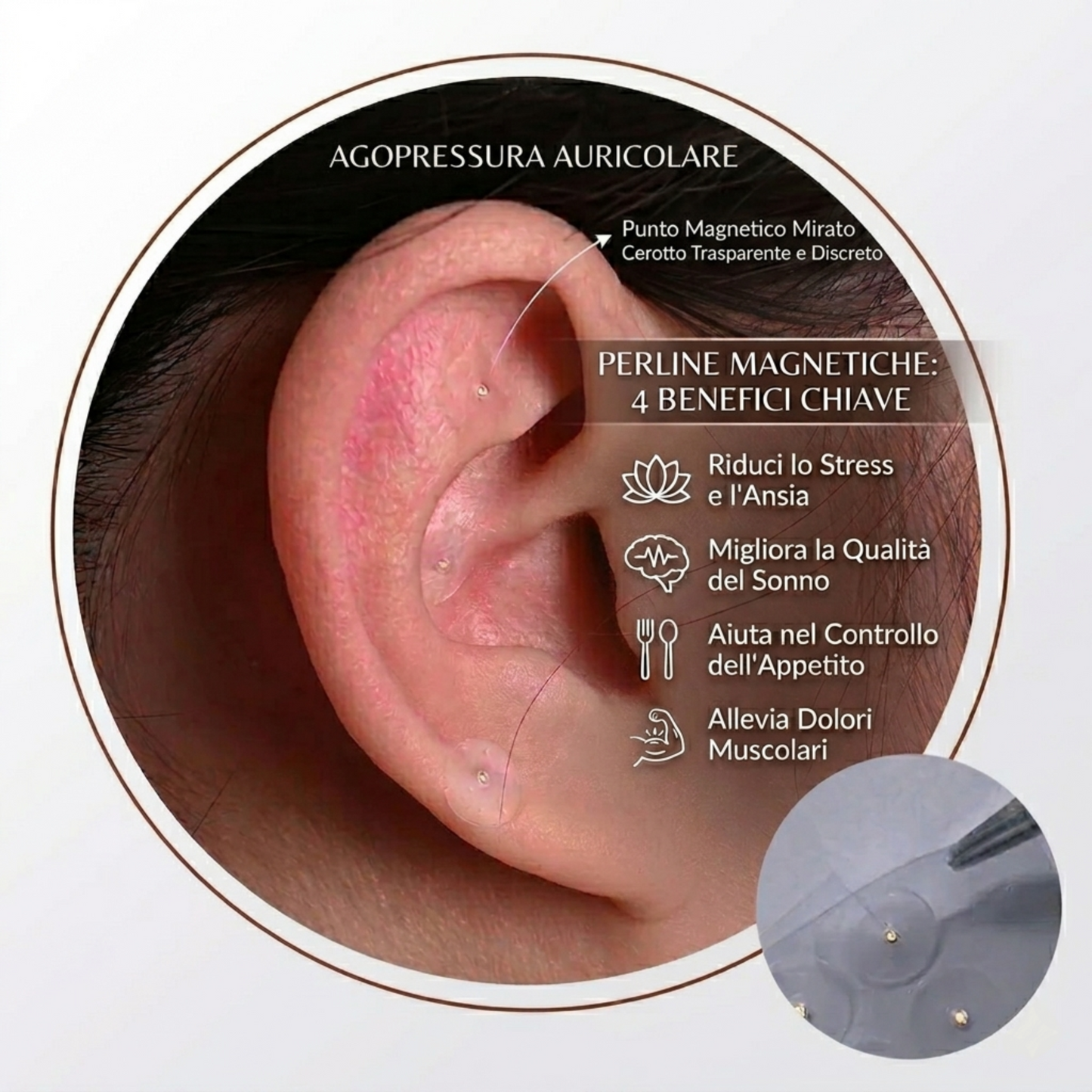 AURABEADS - Cerotti per Auricoloterapia con Perline Magnetiche